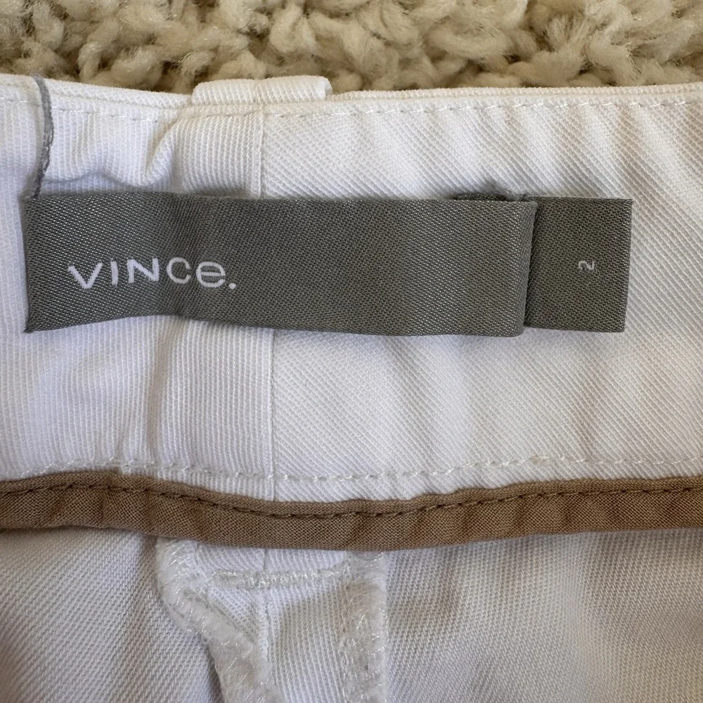 Vince Women's White Bermuda Shorts Size 2 Cotton Linen Stretch Casual Summer
